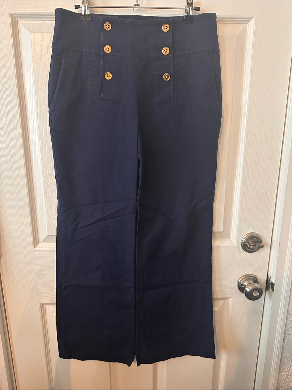 Ralph Lauren Navy High-Rise Sailor-Button Chinos